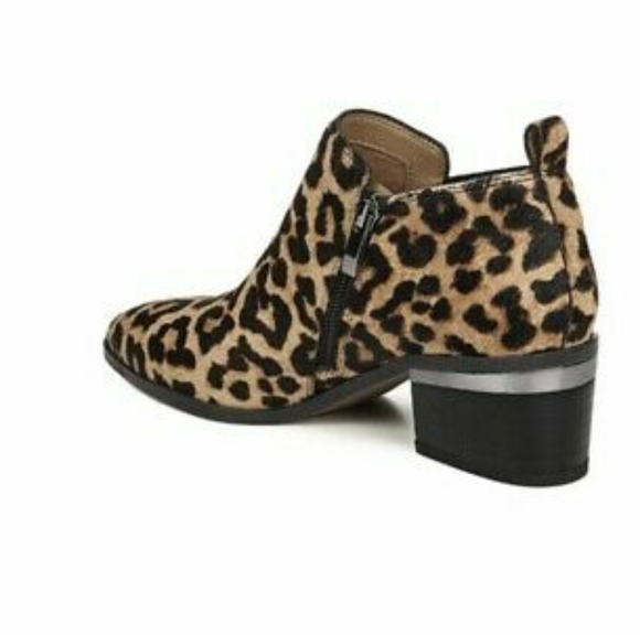 Franco Sarto Arden Leopard Print Silver Detail Block Almond-toe Booties Shoes - Picture 2 of 9